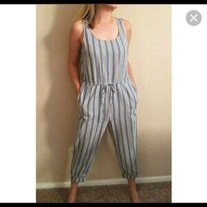 Drew‎ Striped Jogger Jumpsuit Sleeveless Charcoal Grey Small